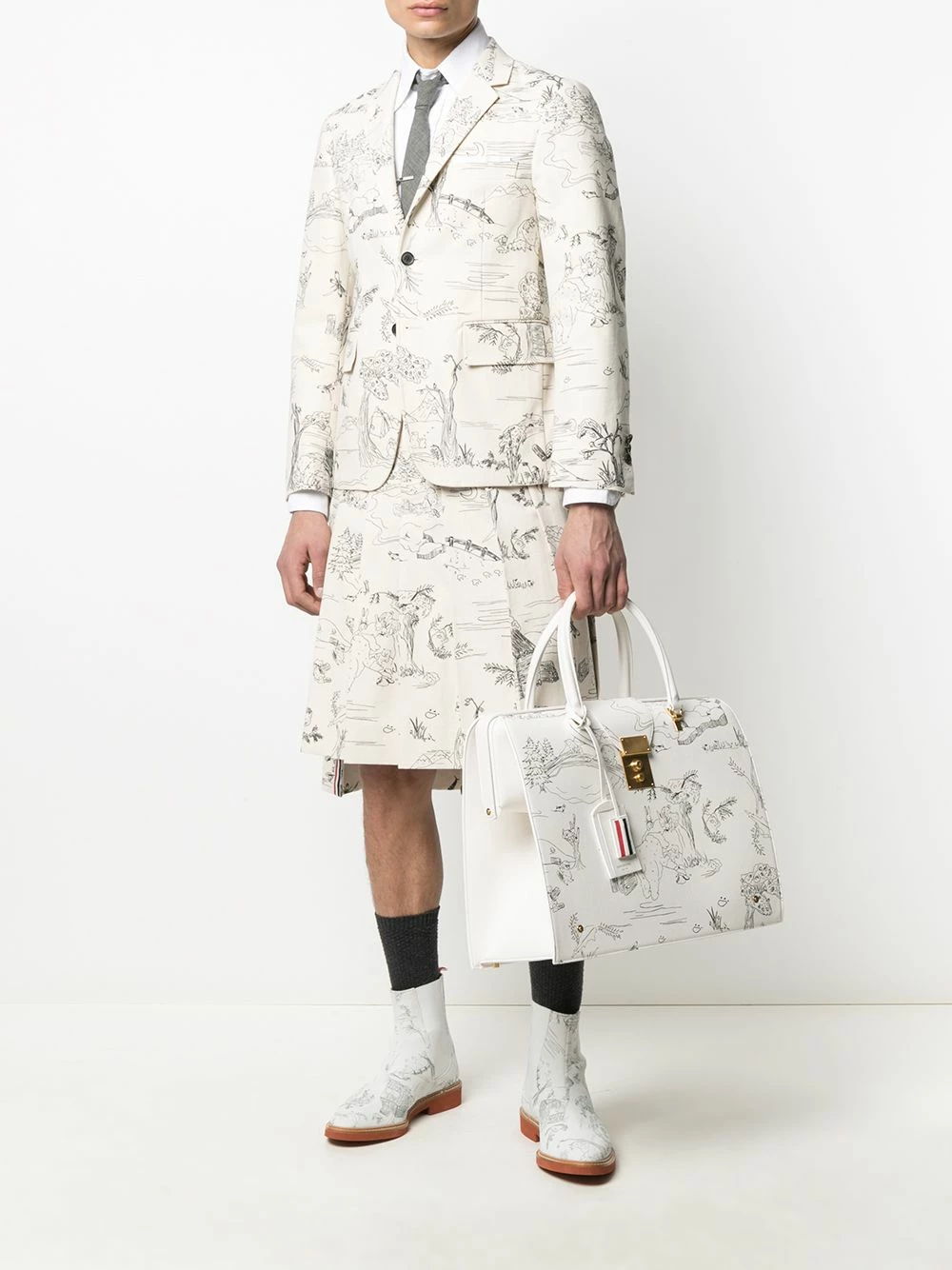 Thom Browne Sketch pattern single breasted blazer jacket blazers of men 2 Thom Browne sketch-pattern single-breasted blazer jacket