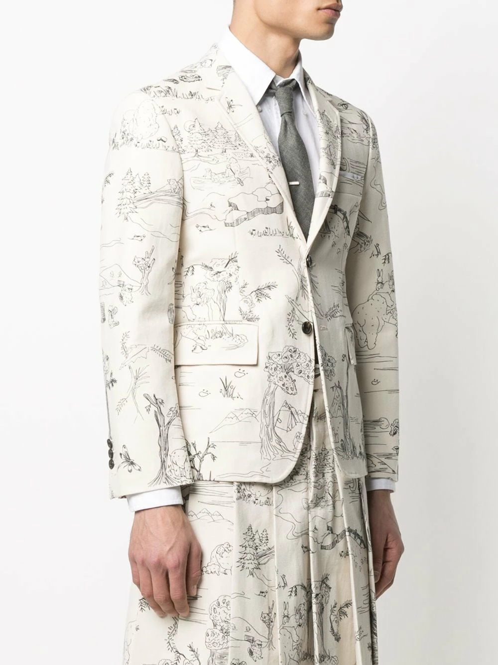 Thom Browne Sketch pattern single breasted blazer jacket blazers of men 3 Thom Browne sketch-pattern single-breasted blazer jacket