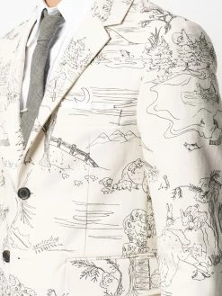 Thom Browne Sketch pattern single breasted blazer jacket blazers of men 9 Thom Browne sketch-pattern single-breasted blazer jacket
