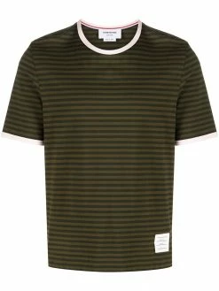 Thom Browne logo-patch striped T-shirt