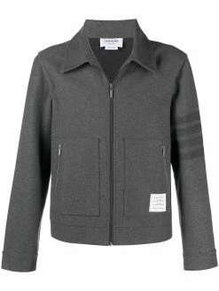 Thom Browne 4-Bar stripe cotton shirt jacket