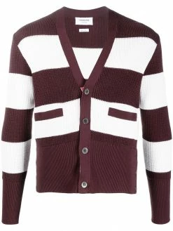 Thom Browne striped waffle knit cardigan