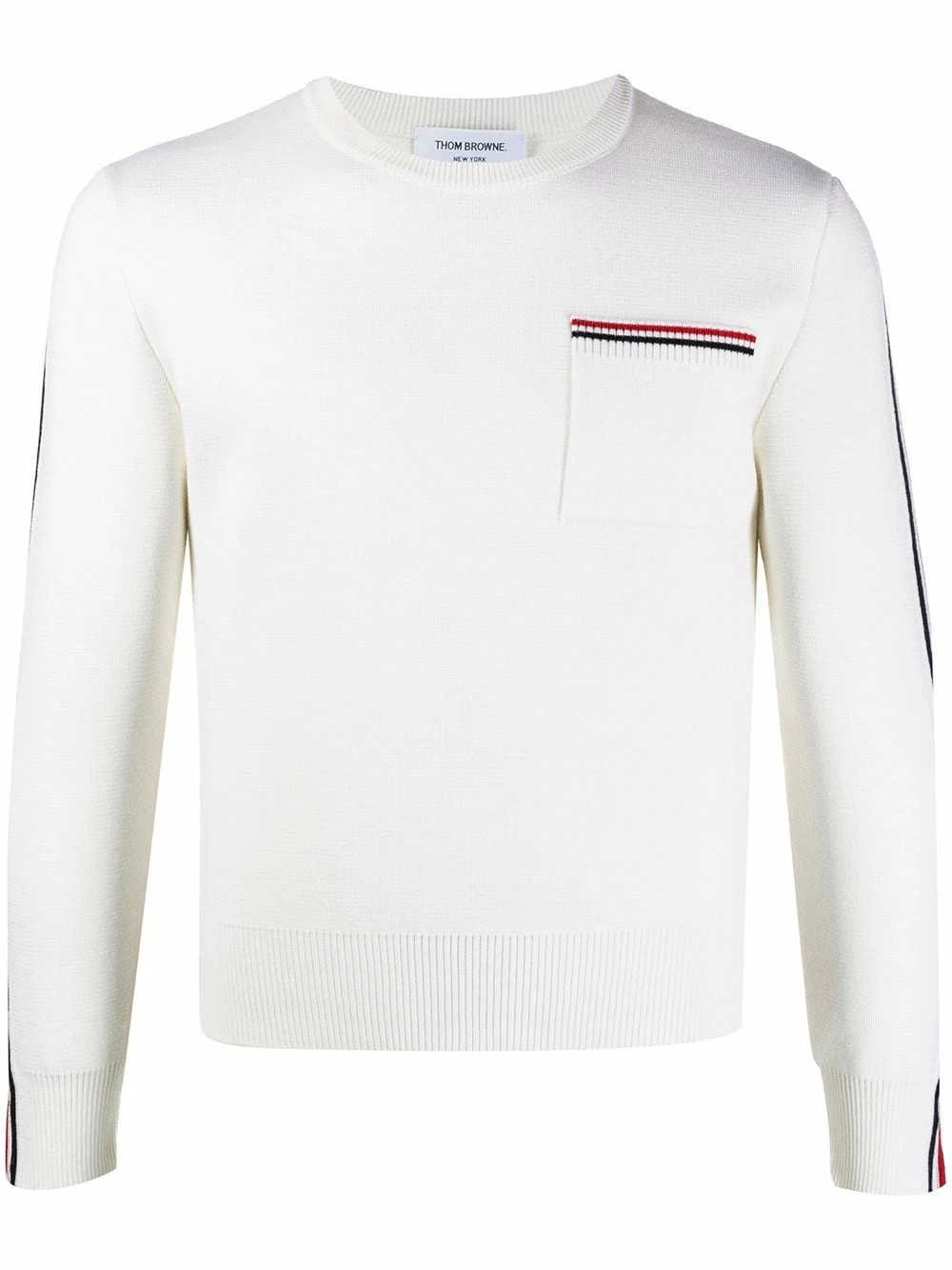 Thom Browne Tri stripe long sleeve jumper knitted sweaters of men 1 Thom Browne tri-stripe long-sleeve jumper