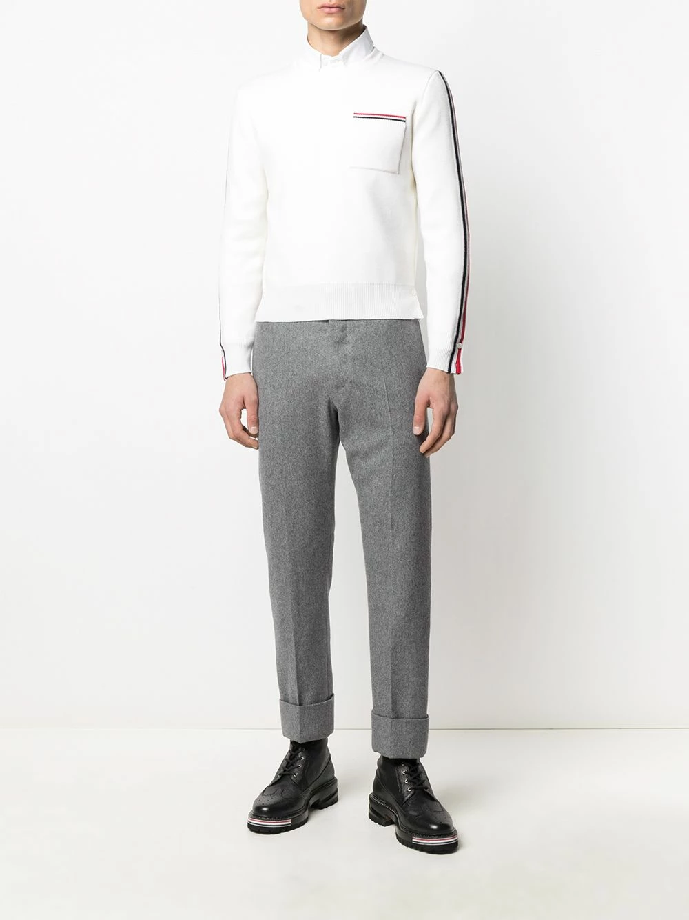 Thom Browne Tri stripe long sleeve jumper knitted sweaters of men 2 Thom Browne tri-stripe long-sleeve jumper