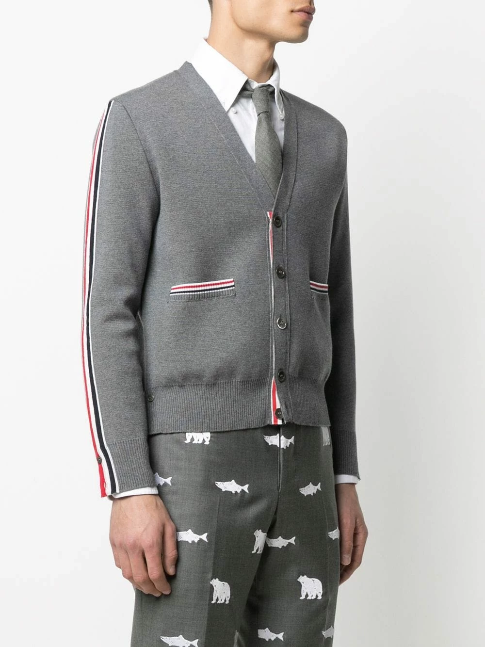 Thom Browne Stripe detailed wool cardigan cardigans of men 3 Thom Browne stripe-detailed wool cardigan