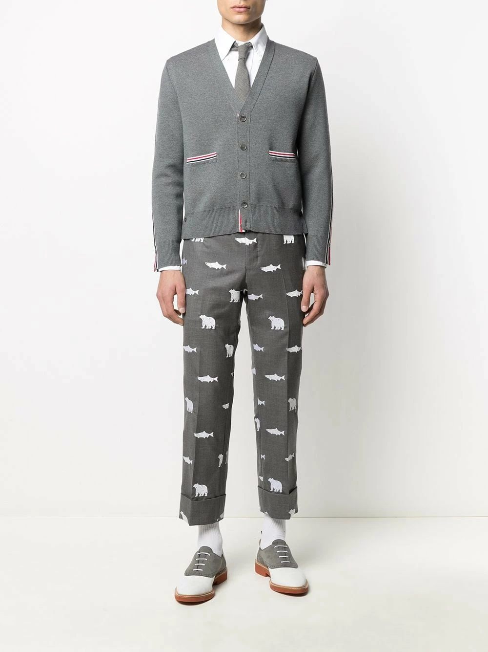 Thom Browne Stripe detailed wool cardigan cardigans of men 2 Thom Browne stripe-detailed wool cardigan