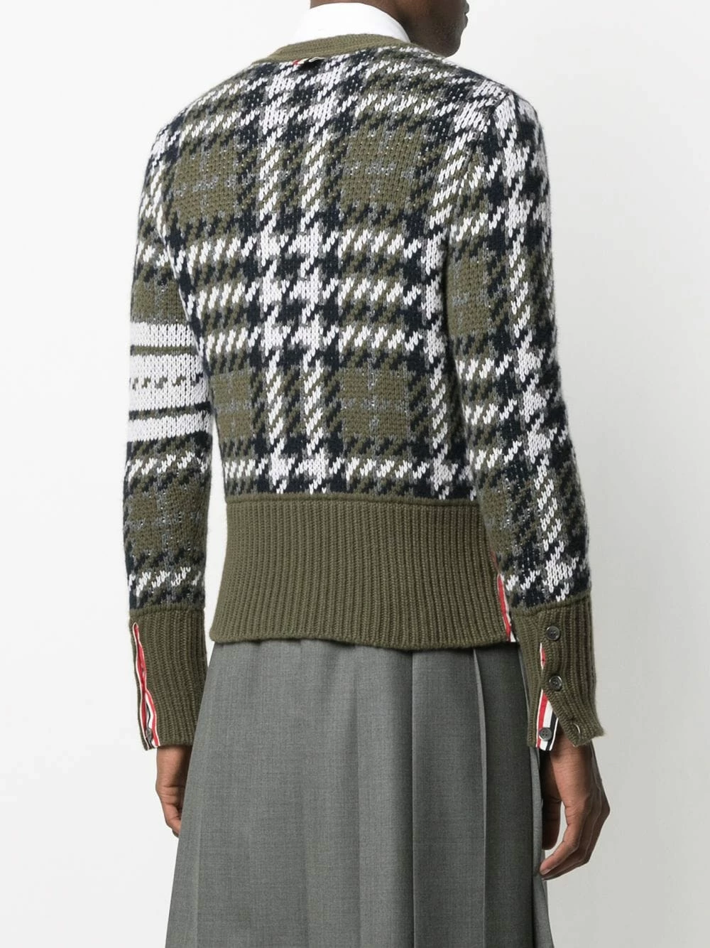 Thom Browne Houndstooth knitted V neck cardigan cardigans of men 4 Thom Browne houndstooth knitted V-neck cardigan
