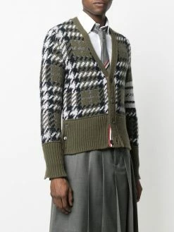Thom Browne Houndstooth knitted V neck cardigan cardigans of men 7 Thom Browne houndstooth knitted V-neck cardigan