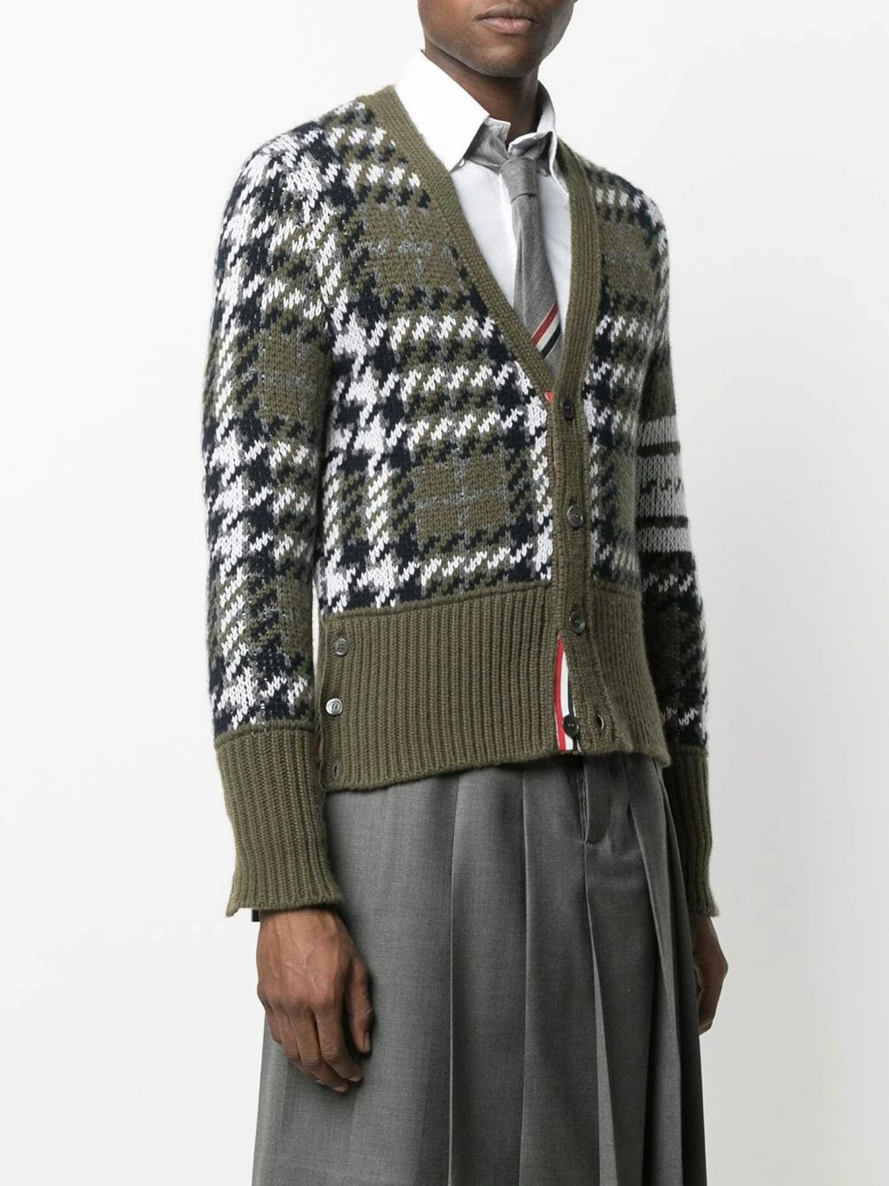 Thom Browne Houndstooth knitted V neck cardigan cardigans of men 3 Thom Browne houndstooth knitted V-neck cardigan