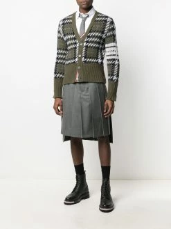 Thom Browne houndstooth knitted V-neck cardigan