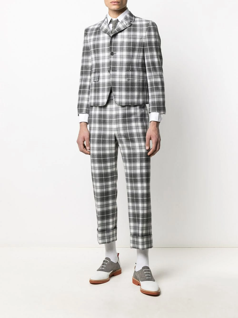 Thom Browne Tartan check cropped jacket blazers of men 2 Thom Browne tartan check cropped jacket