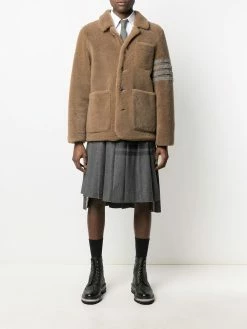 Thom Browne 4-Bar stripe reversible shearling jacket