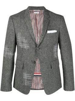 Thom Browne contrast-stitch single-breasted blazer jacket