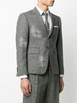 Thom Browne Contrast stitch single breasted blazer jacket blazers of men 7 Thom Browne contrast-stitch single-breasted blazer jacket