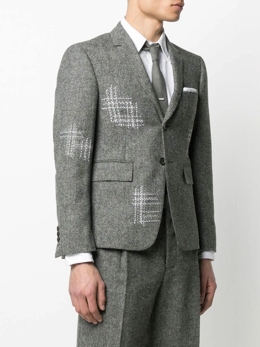 Thom Browne Contrast stitch single breasted blazer jacket blazers of men 3 Thom Browne contrast-stitch single-breasted blazer jacket