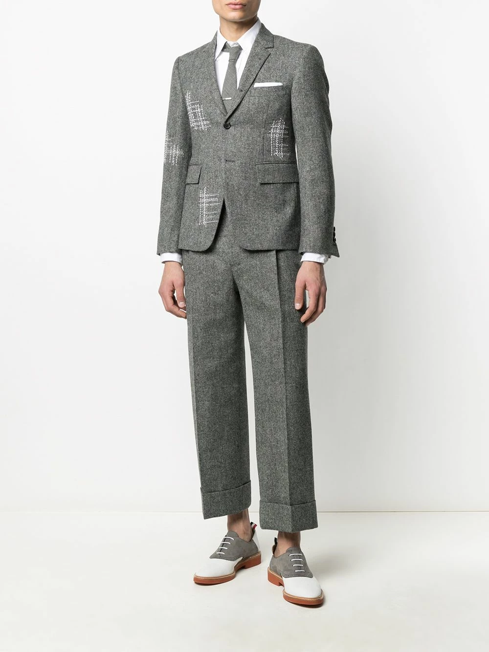 Thom Browne Contrast stitch single breasted blazer jacket blazers of men 2 Thom Browne contrast-stitch single-breasted blazer jacket