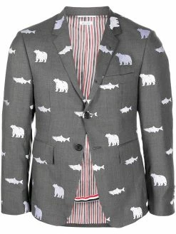 Thom Browne animal-print single-breasted blazer