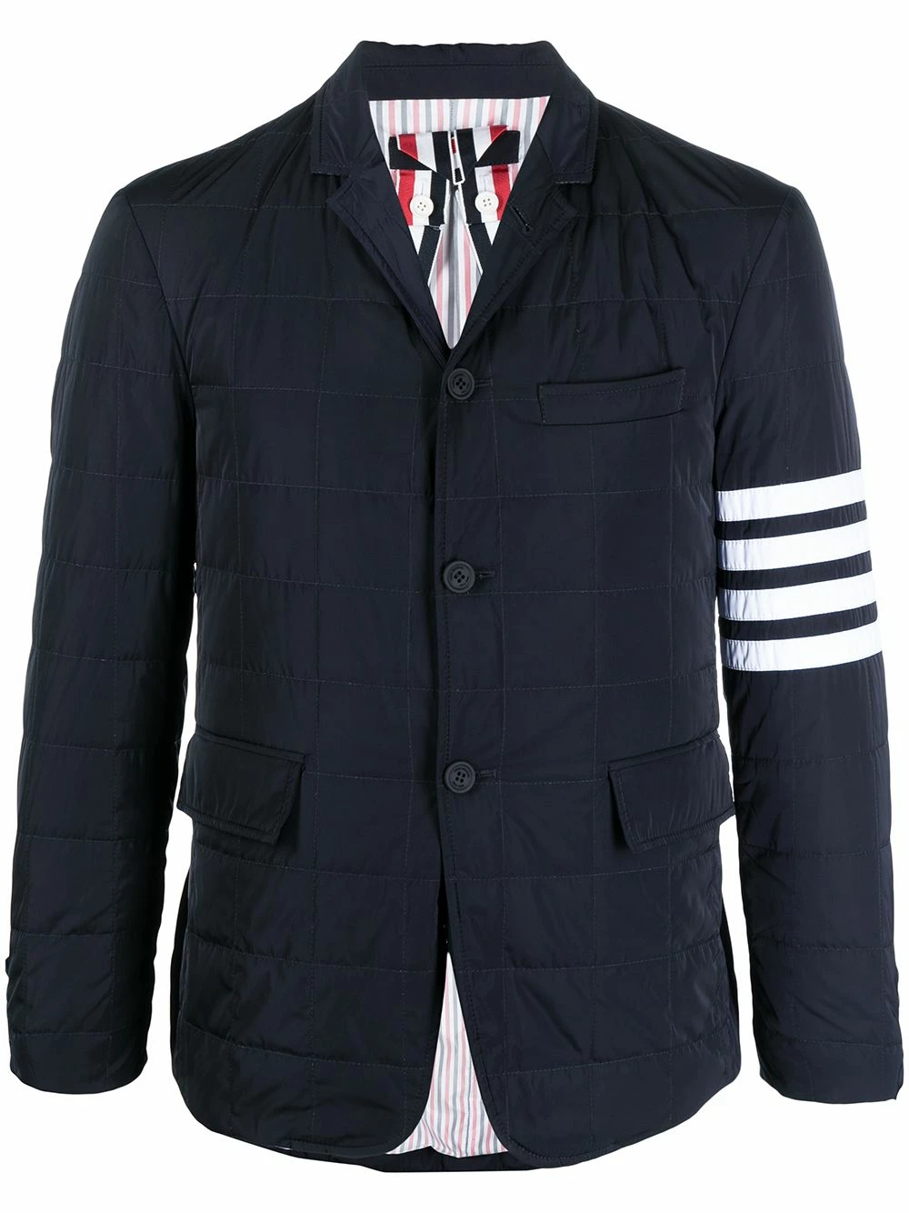 Thom Browne 4 Bar motif padded blazer down jackets of men 1 Thom Browne 4-Bar motif padded blazer