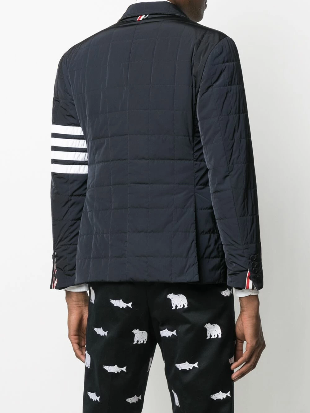 Thom Browne 4 Bar motif padded blazer down jackets of men 4 Thom Browne 4-Bar motif padded blazer