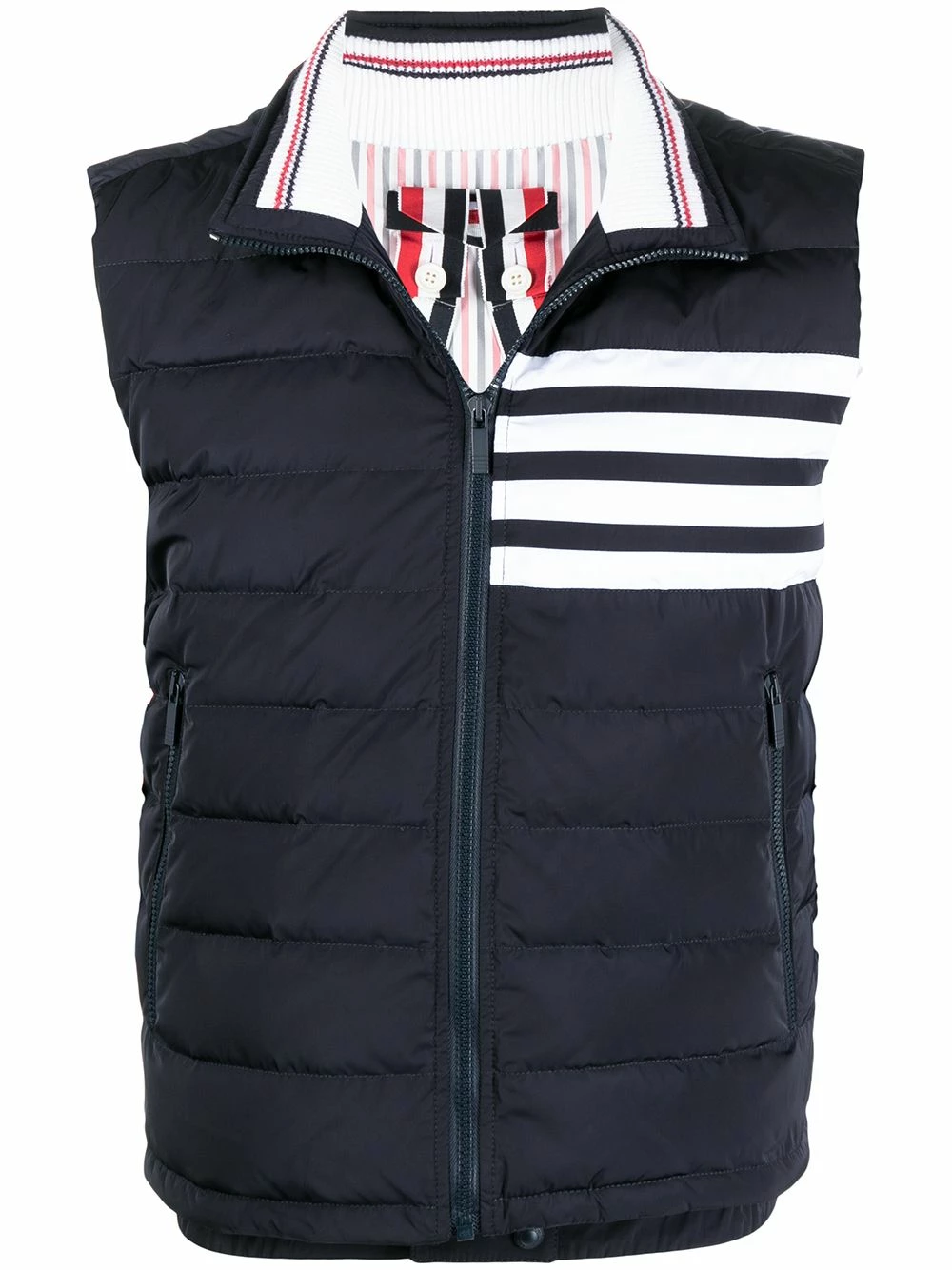Thom Browne 4 Bar motif puffer gilet waistcoats & gilets of men 1 Thom Browne 4-Bar motif puffer gilet
