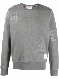 Thom Browne embroidered stripe cotton sweatshirt