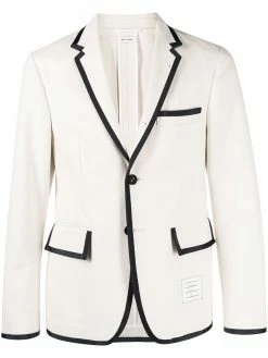 Thom Browne contrast-border single-breasted blazer