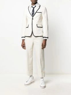 Thom Browne contrast-border single-breasted blazer