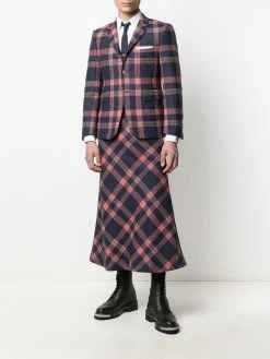 Thom Browne plaid-pattern buttoned blazer