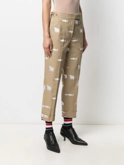 Thom Browne animal embroidered slim-fit trousers