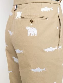 Thom Browne animal embroidered slim-fit trousers
