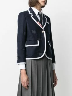 Thom Browne contrast-trim embroidered blazer
