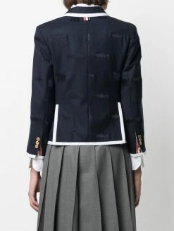 Thom Browne contrast-trim embroidered blazer