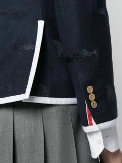 Thom Browne contrast-trim embroidered blazer