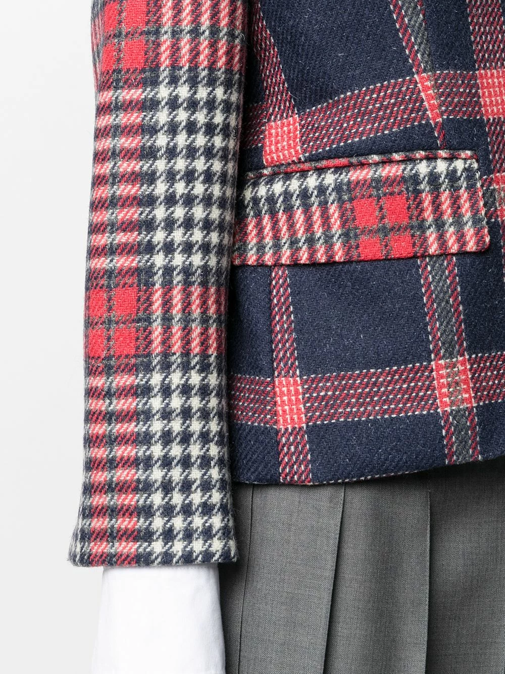 Thom Browne Asymmetric pattern mix blazer blazers of women 5 Thom Browne asymmetric pattern-mix blazer