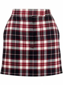 Thom Browne tartan check wool mini skirt