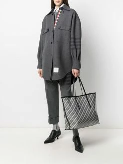 Thom Browne 4-Bar supersized Melton shirt