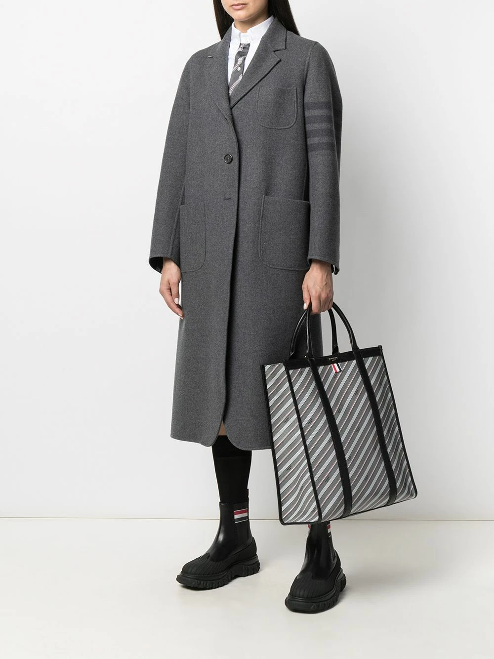 Thom Browne Notched lapel single breasted coat single breasted coats of women 2 Thom Browne notched-lapel single-breasted coat