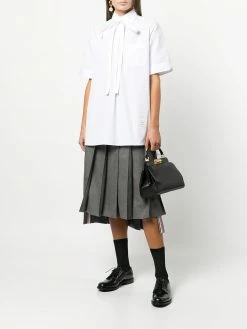 Thom Browne short-sleeve bow-tie cotton shirt