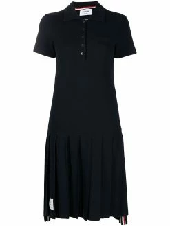 Thom Browne tri-stripe trim polo shirt dress