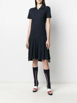 Thom Browne tri-stripe trim polo shirt dress