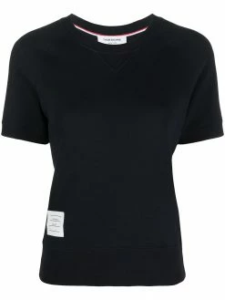 Thom Browne logo patch short sleeve sweatshirt top