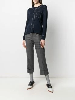 Thom Browne trompe l'oeil shirt & tie embroidery stitch top