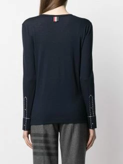 Thom Browne trompe l'oeil shirt & tie embroidery stitch top