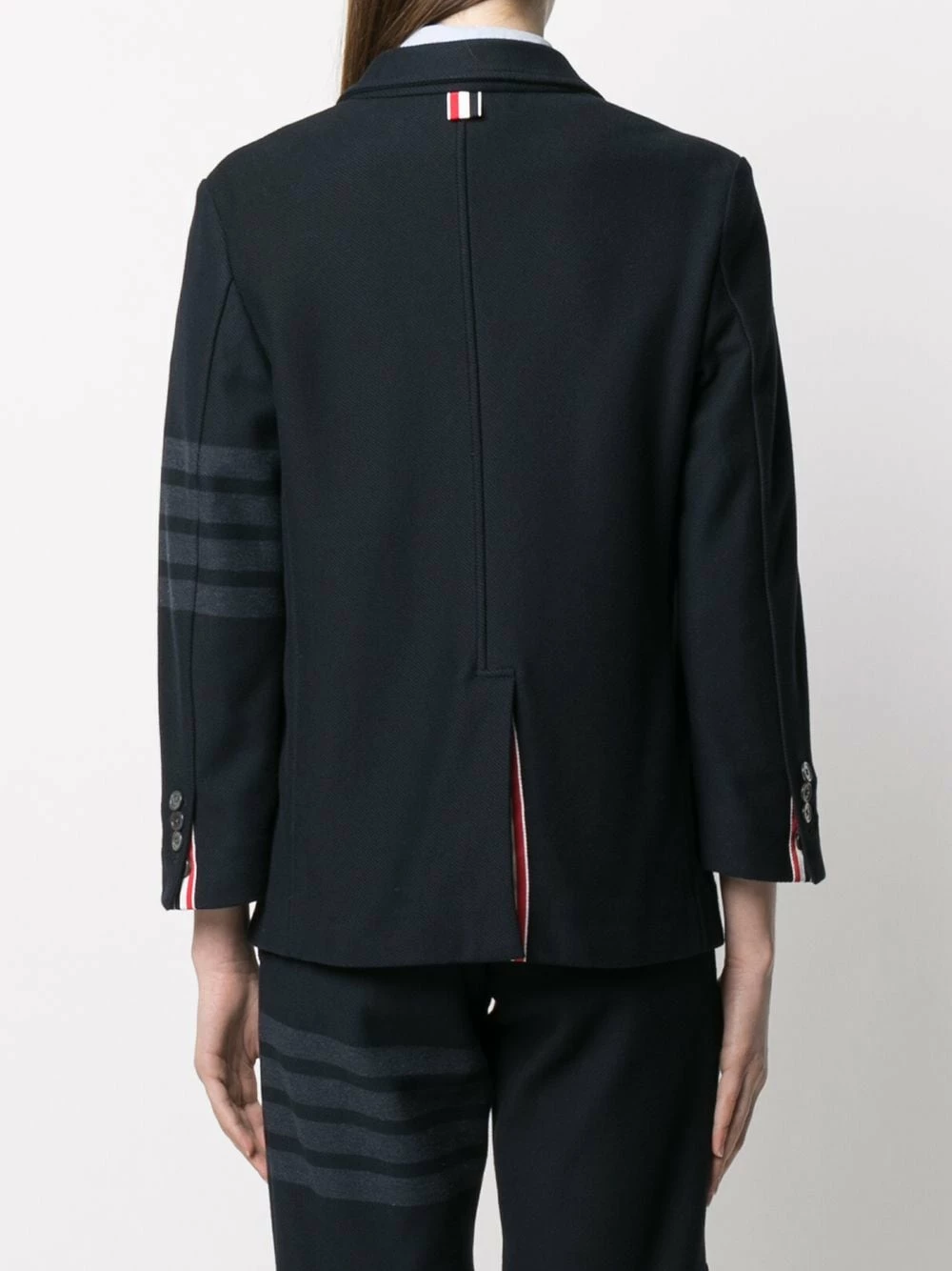 Thom Browne 4 Bar stripe twill sack jacket blazers of women 4 Thom Browne 4-Bar stripe twill sack jacket