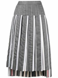 Thom Browne back pleated wool skirt