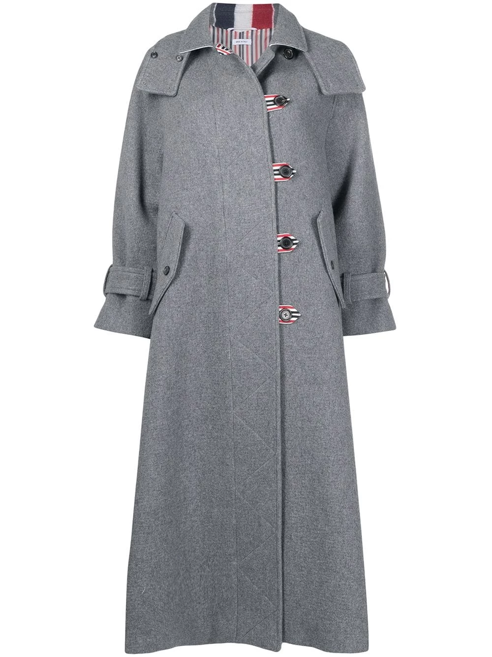 Thom Browne RWB stripe long duffle coat single breasted coats of women 1 Thom Browne RWB-stripe long duffle coat