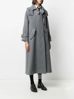 Thom Browne RWB stripe long duffle coat single breasted coats of women 10 Thom Browne RWB-stripe long duffle coat