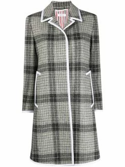 Thom Browne windowpane-check bal-collar coat