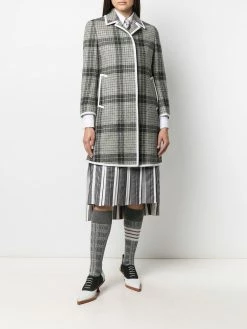 Thom Browne windowpane-check bal-collar coat