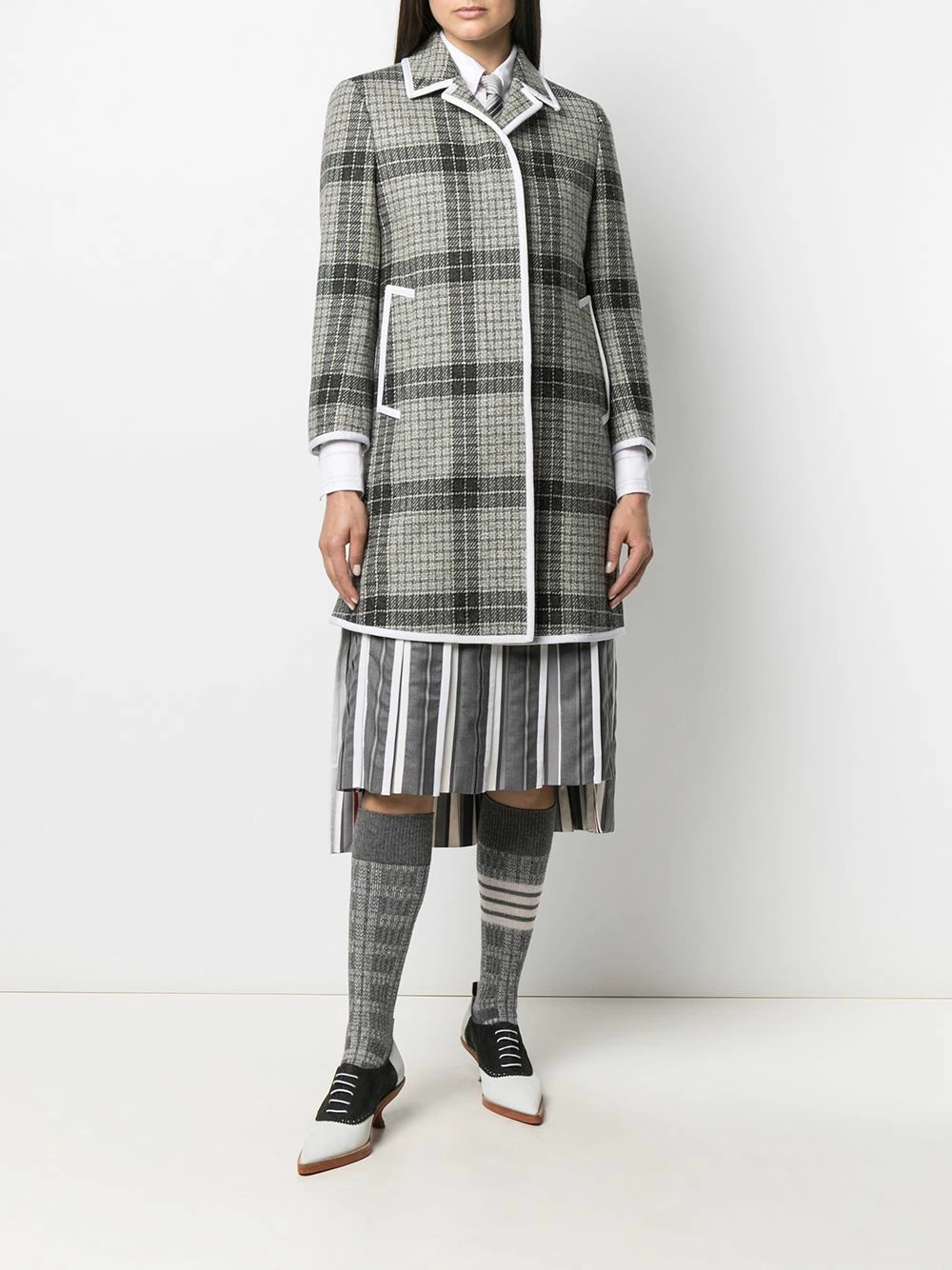 Thom Browne Windowpane check bal collar coat single breasted coats of women 2 Thom Browne windowpane-check bal-collar coat